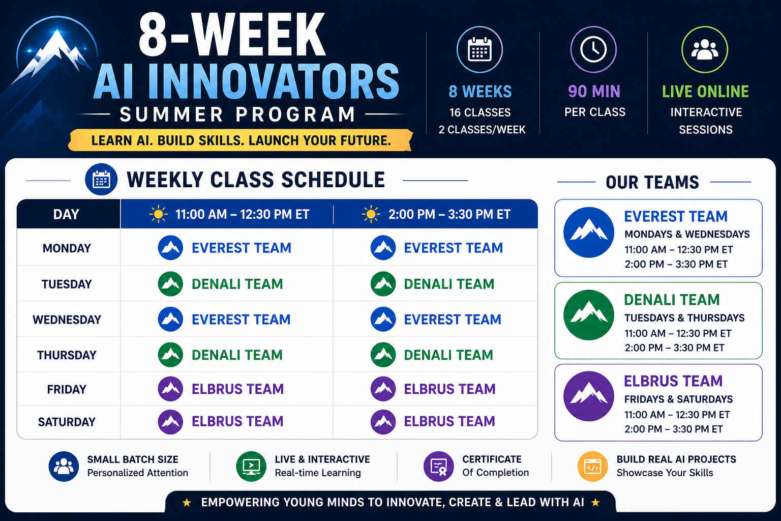 AI Camp Flyer Schedule